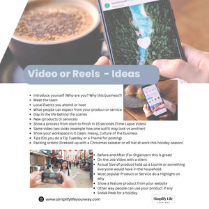 Printable - Simplify Life Your Way Video or Reel Ideas